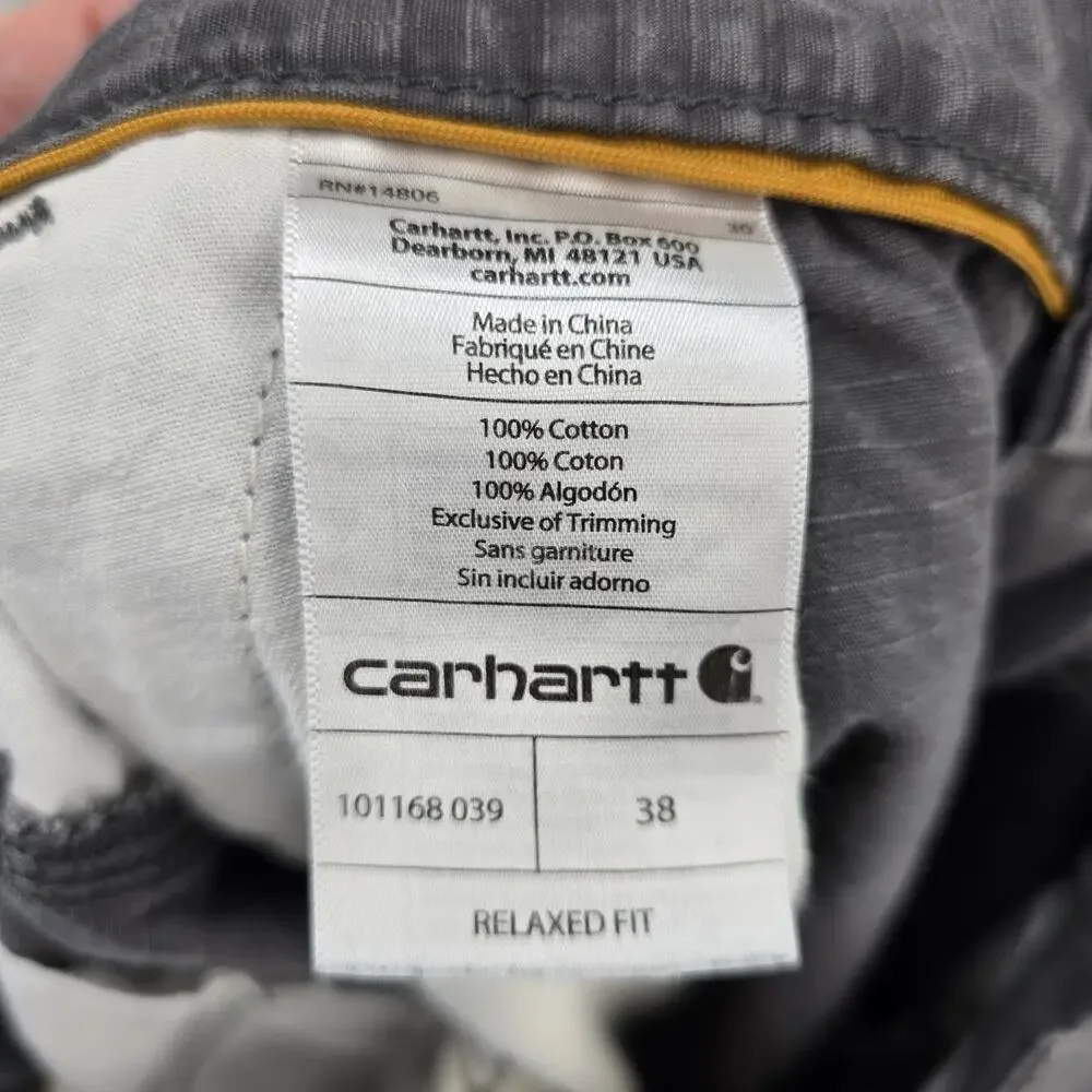 Carhartt Force Tappen Cargo Shorts Mens 38 (Fits 36x10) Gray Relaxed Fit 101168